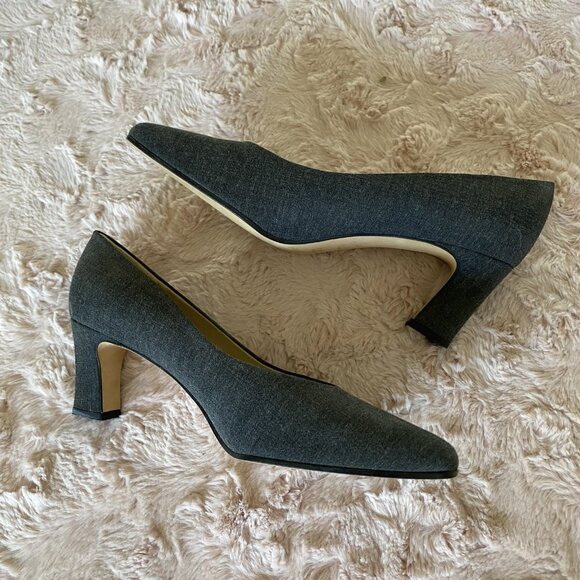 Etienne Aigner Women's 9.5M Taylor Gray Fabric Pumps Block Heels - Picture 5 of 16